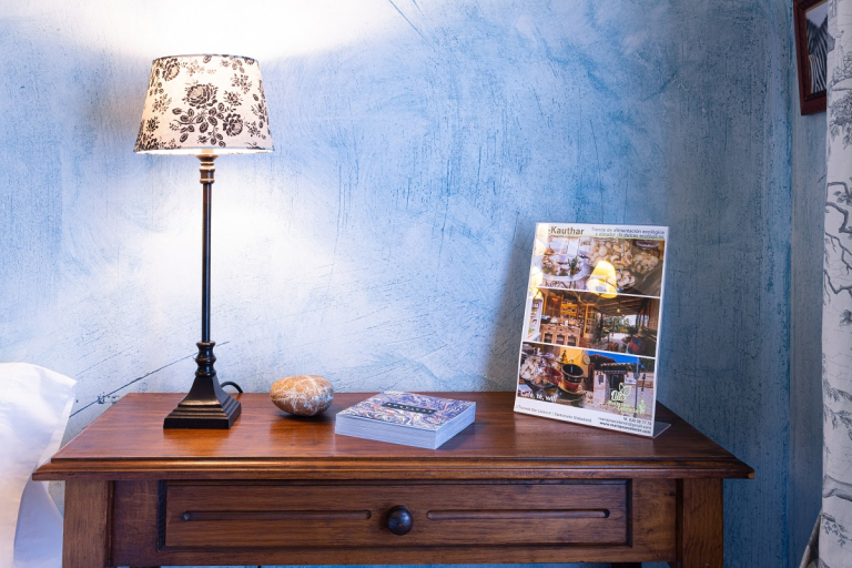 Blue wall lamp detail